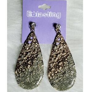 NEW Women's Jewelry Gold-Silver Tone Glitter Teardrop Earrings